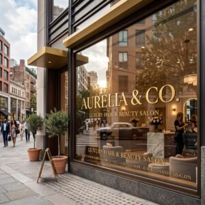 Luxury Gold Vinyl Salon Window Signage