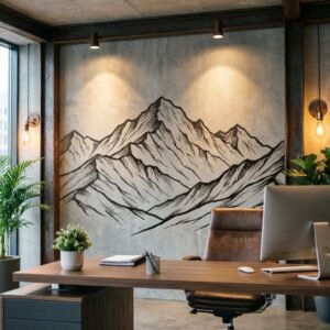 Minimal Mountain Line Art Wall Decal
