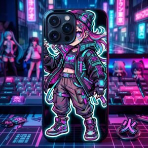 Cyberpunk Anime Girl Vinyl Sticker for Laptops, Phones & Gaming Setups