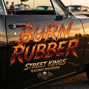 Custom Fiery Racing Text Decal for Cars, Trucks & Motorsport Branding